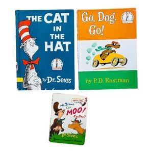 Dr. Seuss Lot Book set 3 books-The Cat In The Hat-Go, Dog. Go-Mr. Brown Can Moo